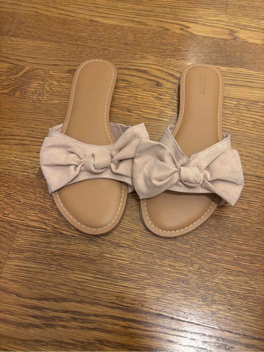 Old Navy Women's Bow Slide Sandals - Light Pink Tan Footbed